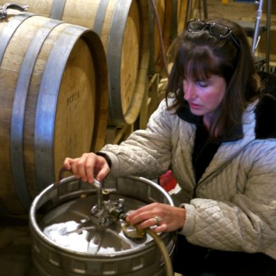 Cathy Pollak Topping Barrels Noble Pig Winery