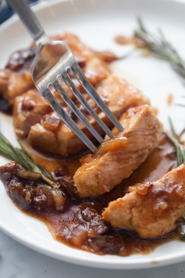 Boneless Pork Chops with Balsamic-Fig Sauce