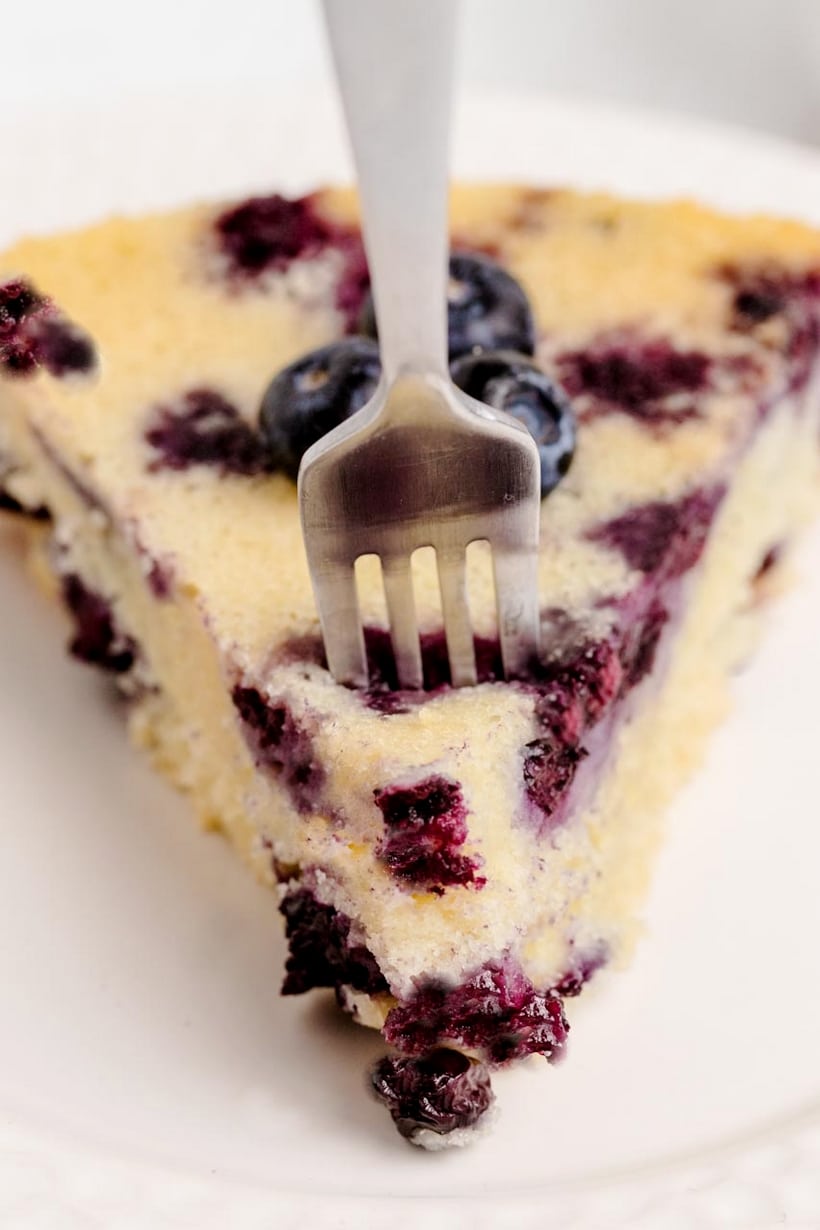 Stuffed with plump blueberries, this Loaded Blueberry Coffee Cake is soft, sweet and topped with turbinado sugar for a crunchy crust. The perfect tender cake for breakfast or brunch. #blueberry #blueberrycoffeecake #coffeecake #easterbrunch #brunchrecipe #easybrunchrecipes #blueberries