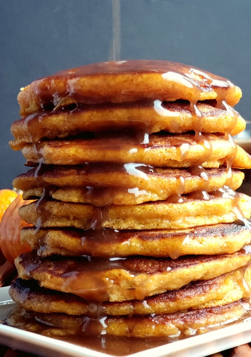 A stack of pumpkin pancakes.
