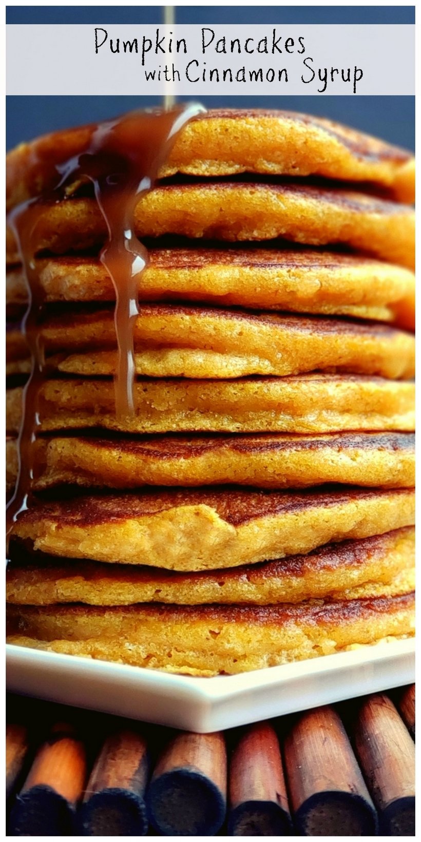 Easy Pumpkin Pancakes with Homemade Cinnamon syrup are extra fluffy and made from scratch. These pumpkin pancakes and syrup are made from everyday ingredients and the easy answer to a flavor packed fall breakfast. The easy homemade syrup recipe is perfect for pumpkin recipes. This is a great fall breakfast idea. #noblepig #pumpkinpancakes #pumpkinrecipes #homemadesyruprecipe #pumpkinpancakerecipe #fallbreakfastideas #homemadesyrupforpancakes #pumpkinpancakeseasy #fallbreakfast #homemadesyrup  via @cmpollak1