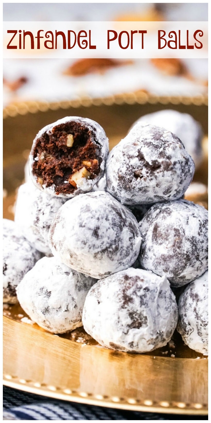 Sophisticated and elegant, these Zinfandel Port Balls are a festive dessert for any occasion. The port and cocoa meld together, erupting into a smooth and warming flavor, sans any raw alcohol taste. Perfect for gifting too. #noblepig #port #portwine #zinfandel #zinfandeldessert #dessert #dessertballs #cocoa #homemadegifting #homemadegift #ediblegift #winedessert #dessertwine #holidaygift #valentinesdessert #newyearseve #christmasdessert via @cmpollak1