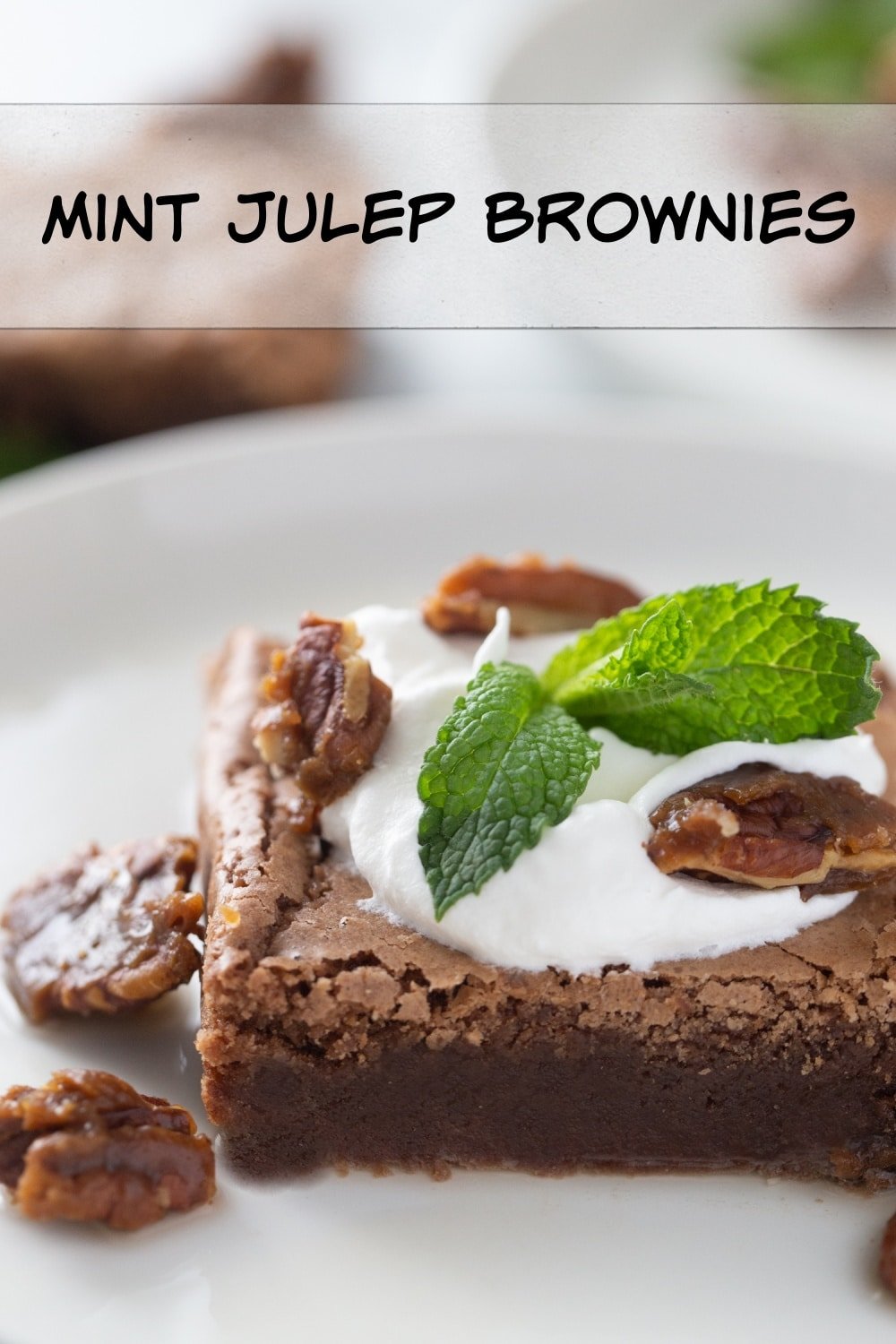 If you're a fan of Mint Julep cocktails, these decadent tasting Mint Julep Brownies, served over a splash of bourbon and with candies pecans were made for you! via @cmpollak1