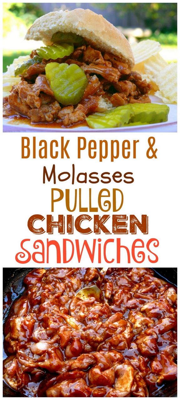 Black Pepper and Molasses Pulled Chicken Sandwiches