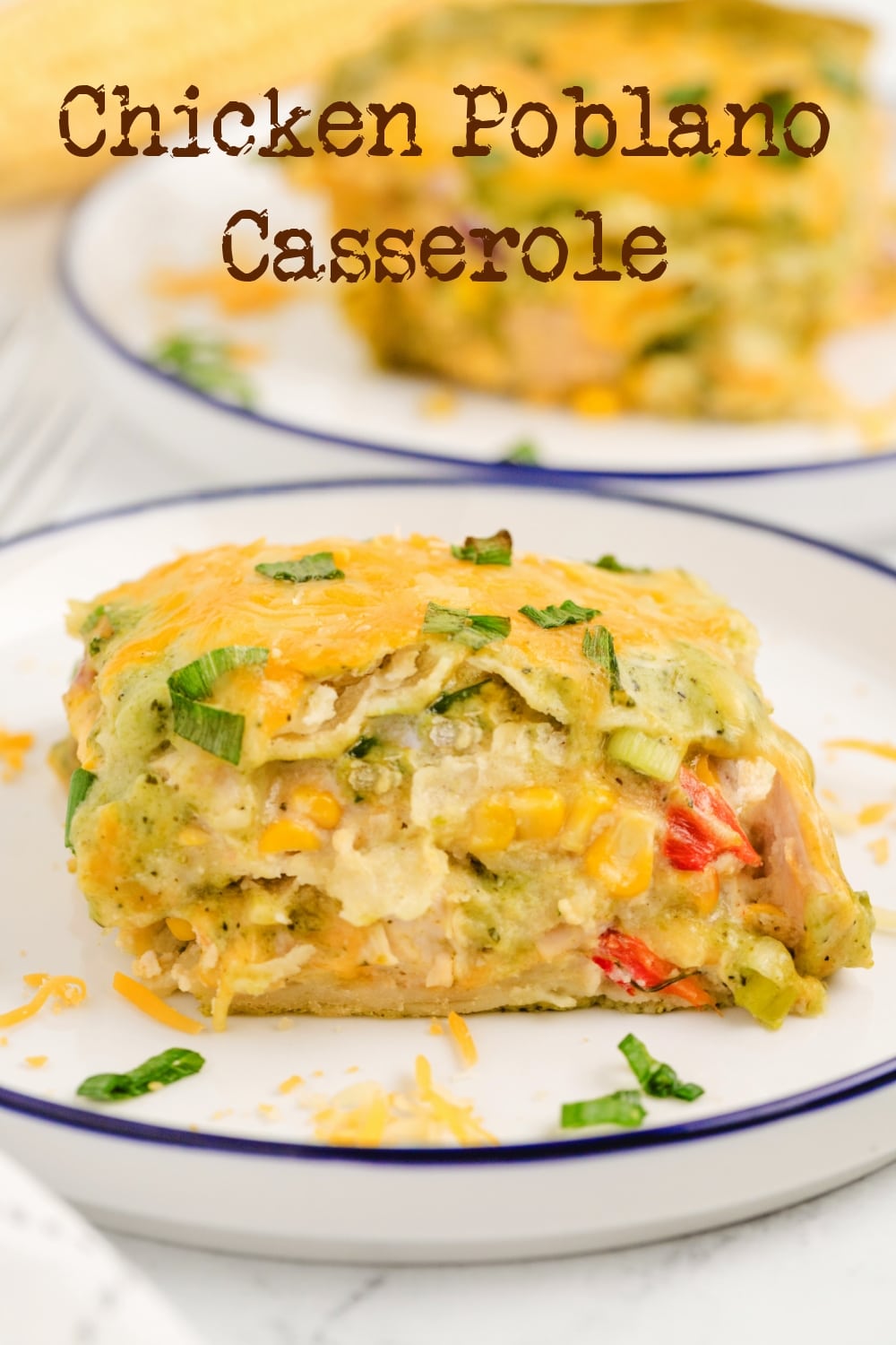 This Chicken Poblano Casserole brings together a creamy, roasted poblano sauce, juicy chicken, gooey cheeses and layers of tortillas that deliver an enchilada-inspired dinner creation you're going to love. This cheesy casserole effortlessly transitions from a comforting weeknight dinner to a show-stopping, flavor-packed dish for festive celebrations. via @cmpollak1