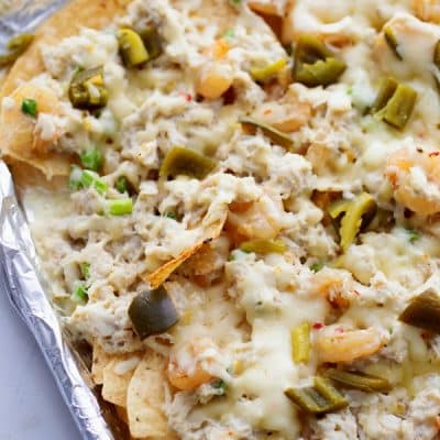 seafood nachos with crab and shrimp