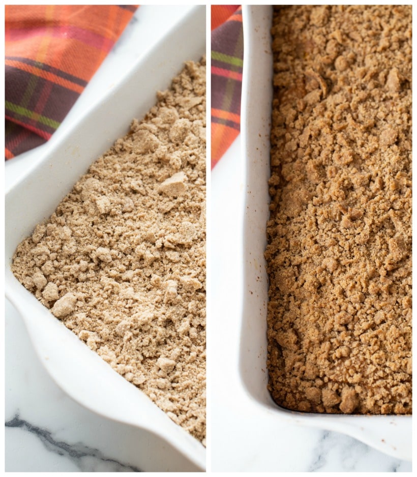 Baked and unbaked crumb topping.