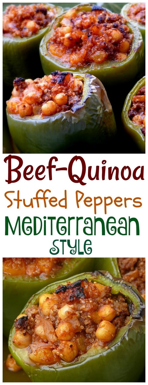 Beef-Quinoa Stuffed Peppers Mediterranean Style