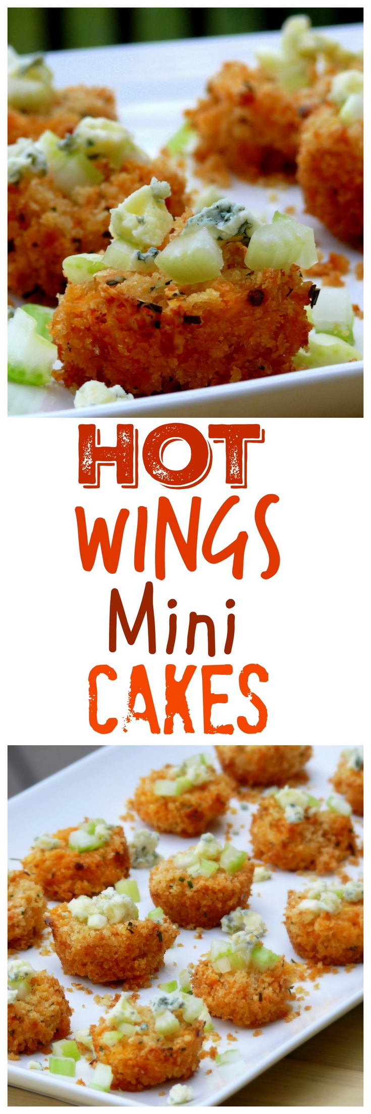 VIDEO + Recipe: HOT WING MINI CAKES are the perfect appetizer bites full of chicken, sauce and all the hot wing goodness. The panko crust emulates the crispy wings you love from NoblePig.com. via @cmpollak1