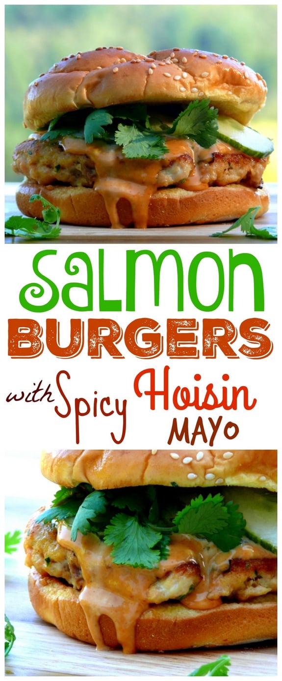 Salmon Burgers with Spicy Hoisin mayo