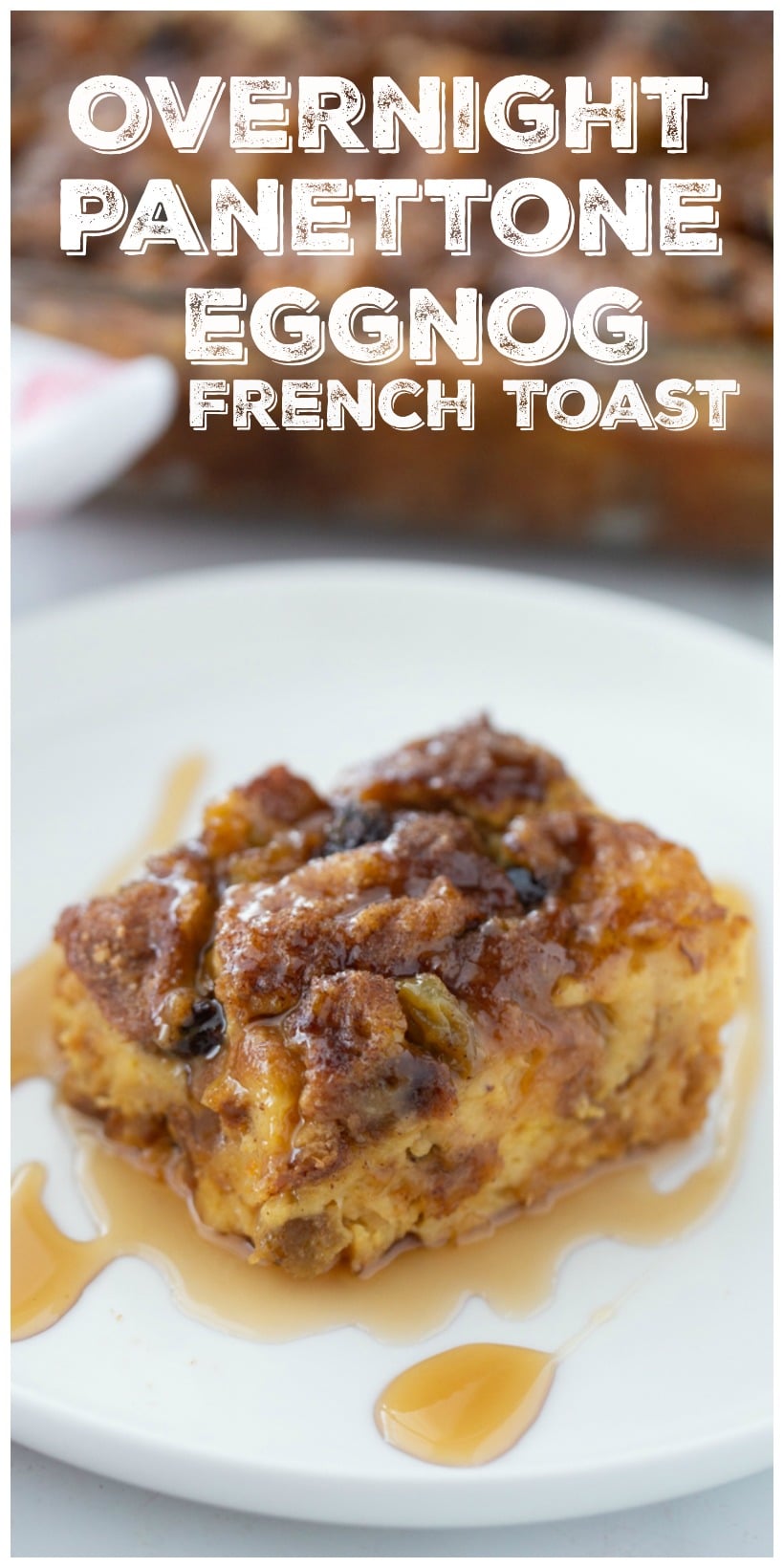 Panettone French toast casserole, a delicious holiday breakfast that can be put together the evening before. Simply wake up in the morning and place this cinnamon-scented, bread pudding-like meal in the oven to enjoy at leisure.  via @cmpollak1