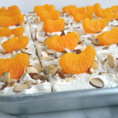 Mandarin Orange Sheet Cake with Whipped Cream Frosting