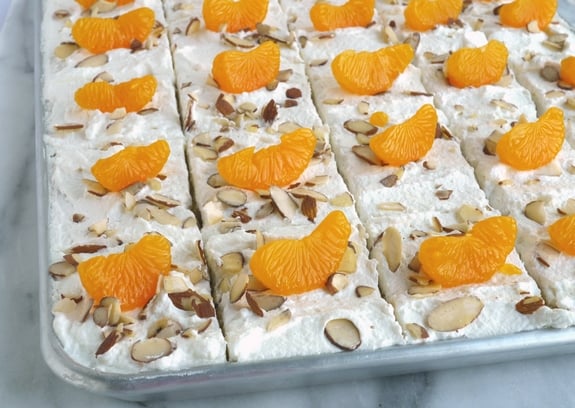 Mandarin Orange Sheet Cake with Whipped Cream Frosting 