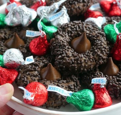 The Easiest Triple Chocolate KISS Cookies