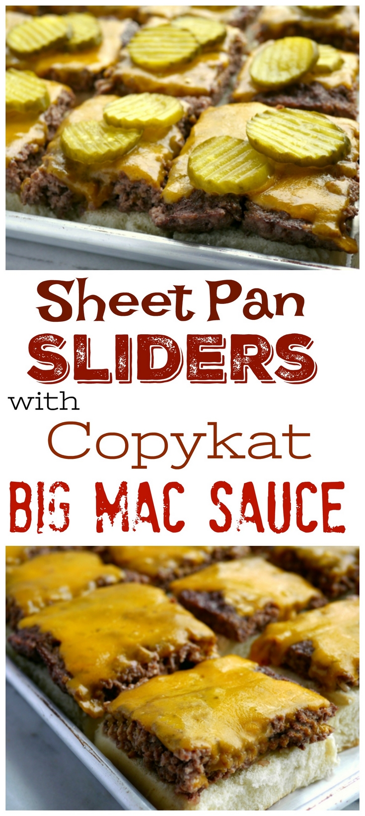 Dinner for a crowd just got easier with these Sheet Pan Sliders with Copykat Big Mac Sauce. The perfect juicy burger with your favorite burger sauce just became effortless from NoblePig.com. via @cmpollak1