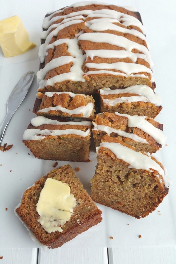 A slice of this Zucchini Honey Loaf  is all you need in the afternoon to get you through the afternoon slump.  It's definitely the right choice with a cup of coffee or tea from NoblePig.com. #noblepig #snackcake #honey #zucchinibread #zucchini via @cmpollak1