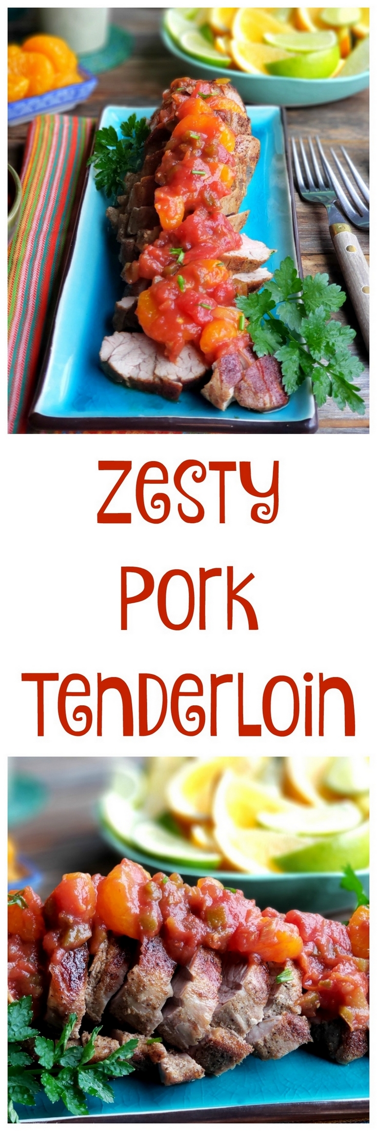 Zesty Pork Tenderloin that is quick and simple to prepare. You will absolutely love this tried and true recipe. #noblepig #pork #porktenderloin via @cmpollak1