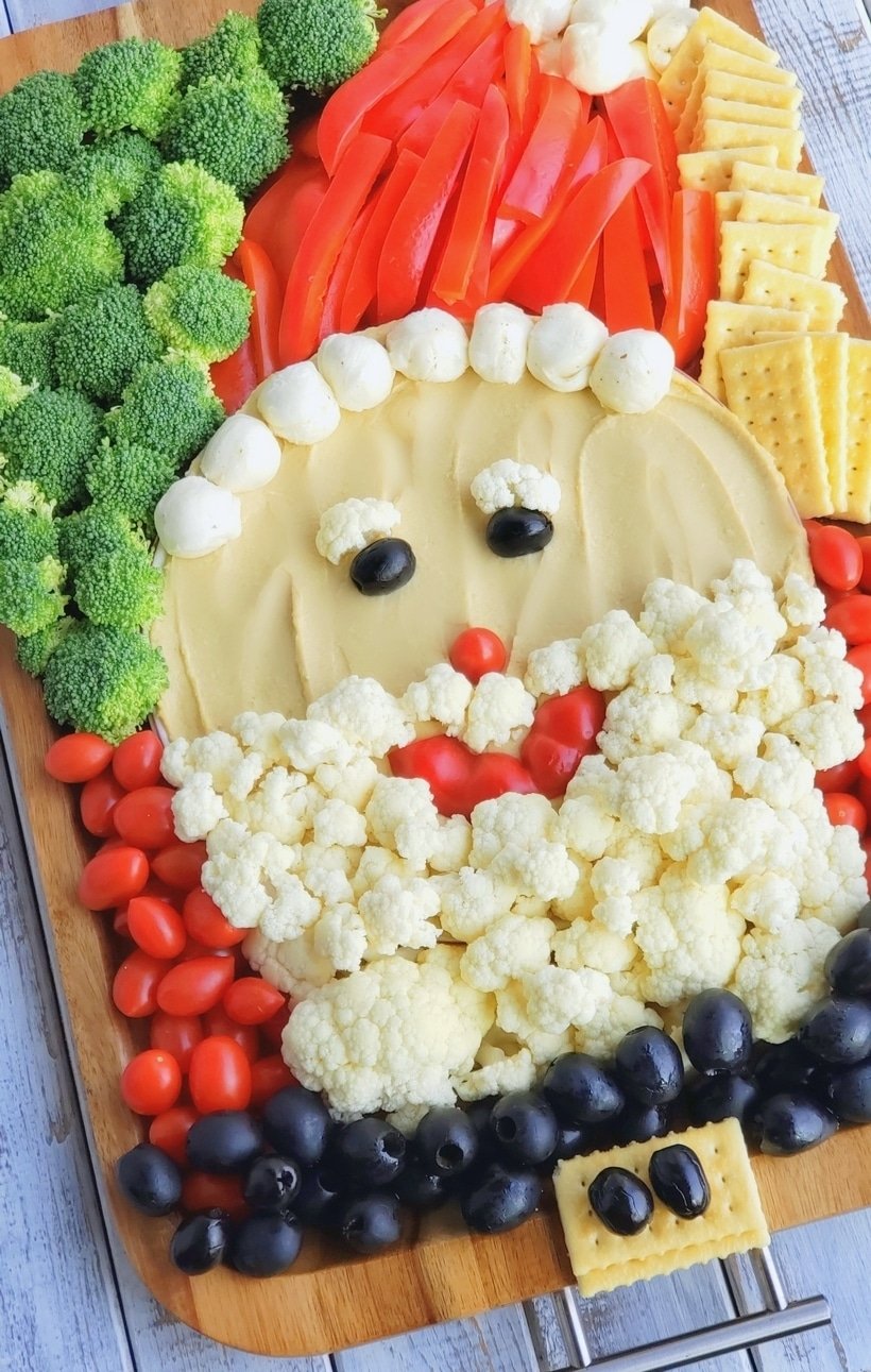Santa face made with vegetables.