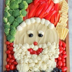 Vegetables made to depict Santa's Face.