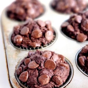 Brownie Muffins in a muffin tin.