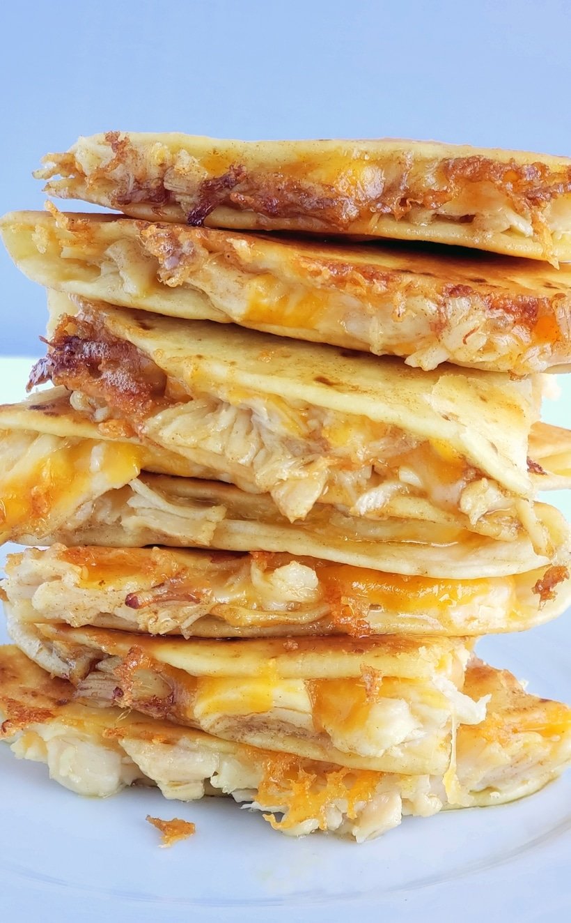 A stack of chicken quesadillas.