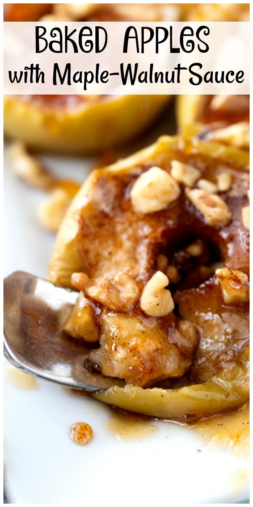 Baked Apples with Maple-Walnut Sauce is essentially apple pie without all the fuss. This baked apples recipe will have you looking forward to apple season every year. via @cmpollak1