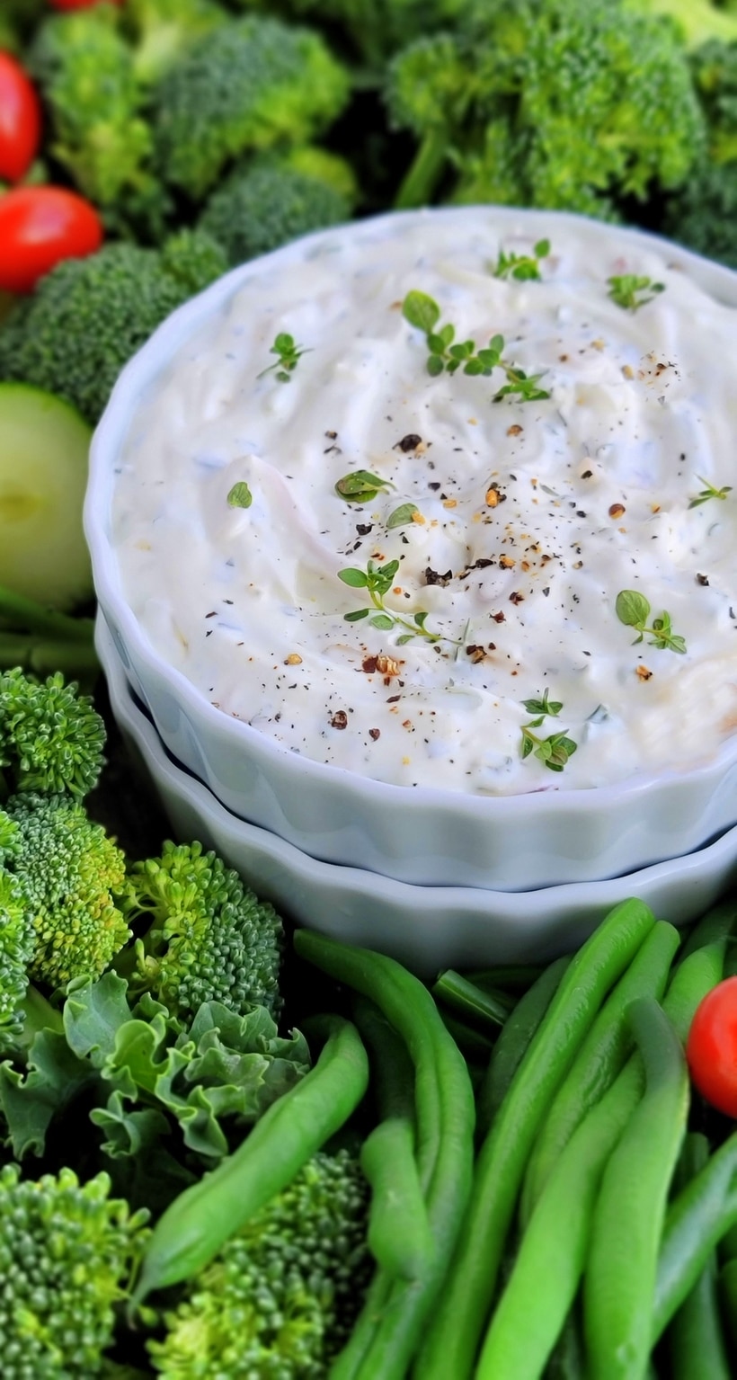 Onion dip with vegetables