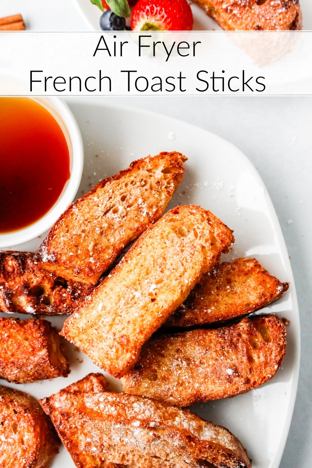 Air Fryer French Toast Sticks - thick, dunkable slices of bread, air-fried to perfection, when you want a special breakfast without all the fuss. via @cmpollak1