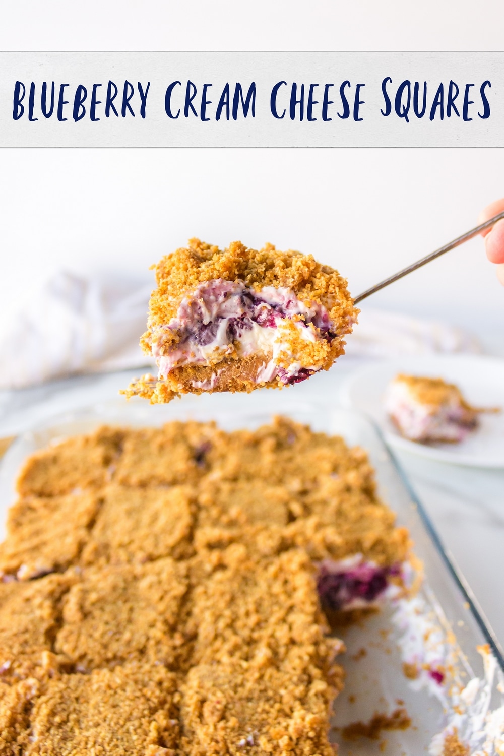 Blueberry bars with a cream cheese and whipped topping filling, sandwiched between two crunchy graham cracker layers. via @cmpollak1