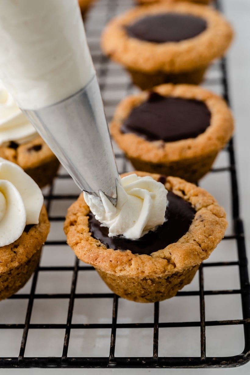 cookie cups and whipped cream