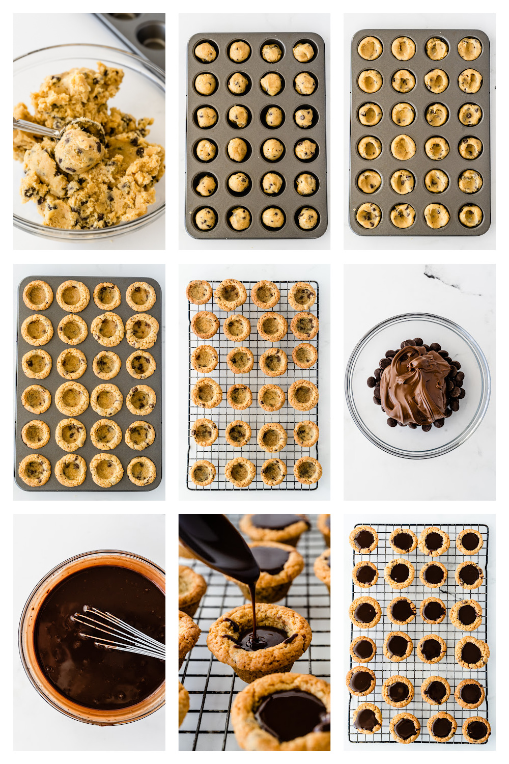 How to make cookie cups with Nutella filling, from shaping the dough to filling the baked cups