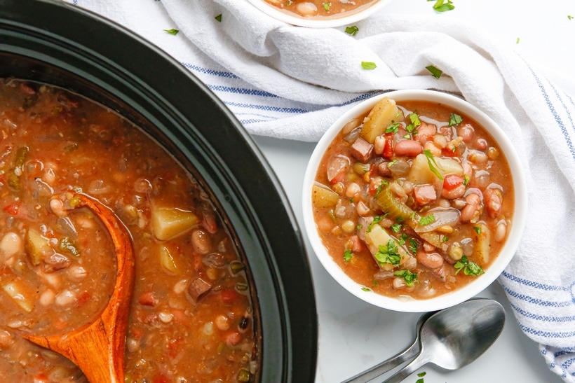 slow cooker ham and bean soup