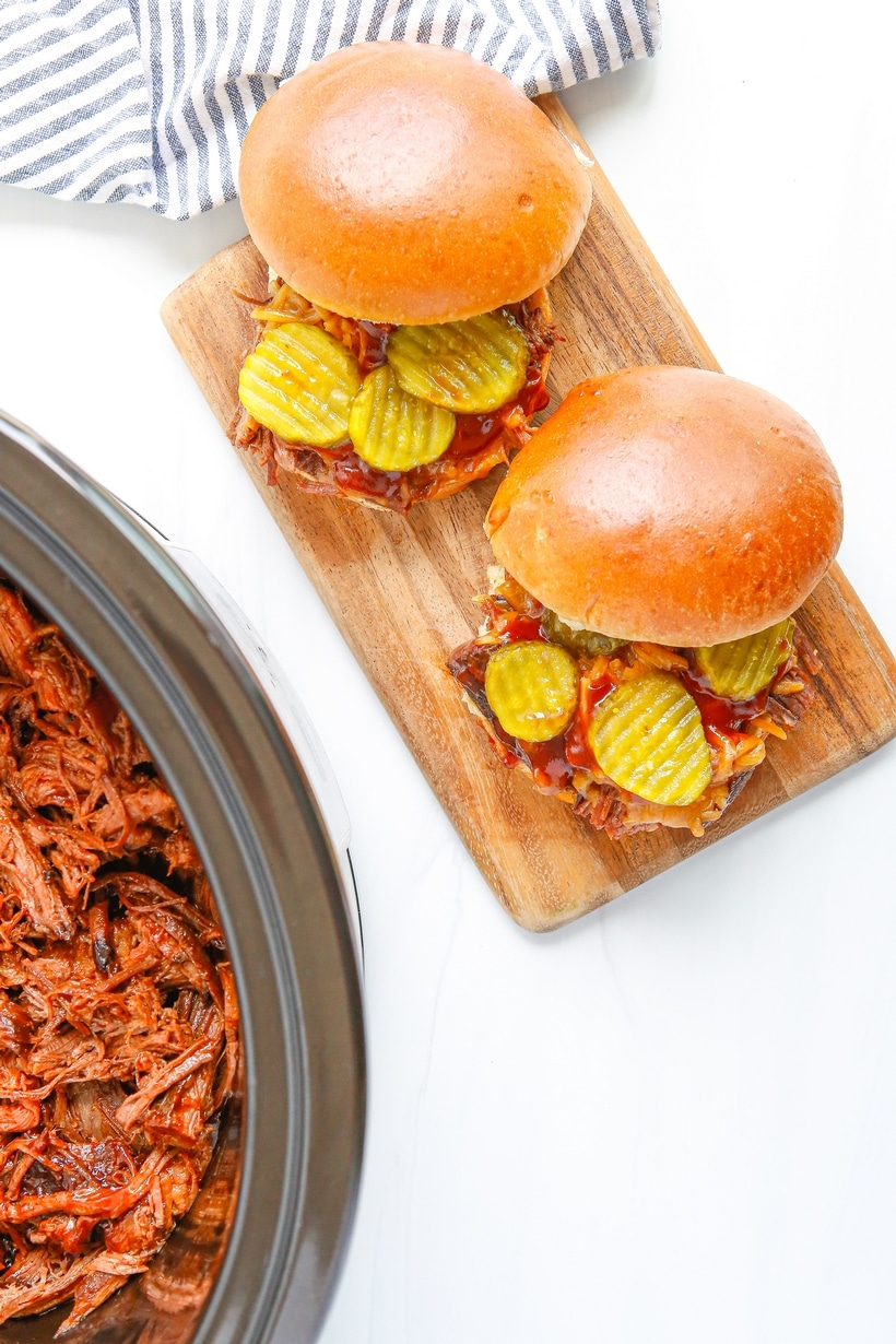 slow cooked shredded beef burgers
