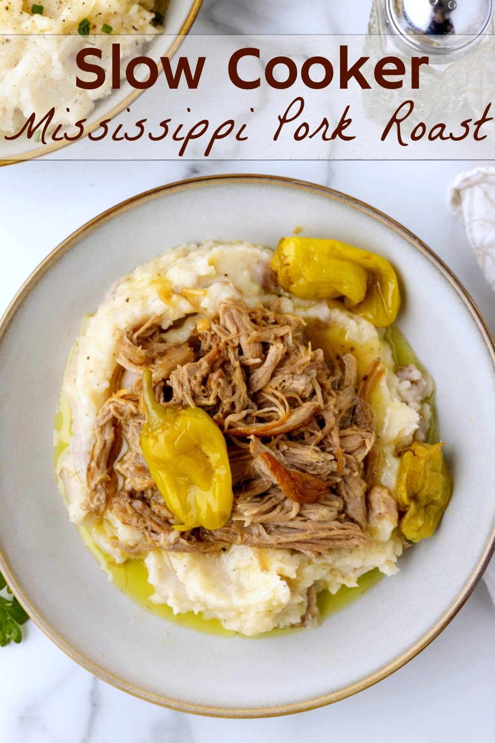 Mississippi pork roast made in the slow cooker takes only ten minutes to prepare and is packed with mouth-watering flavor even your pickiest eaters will love. via @cmpollak1