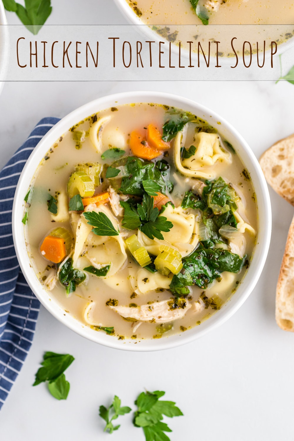 A deliciously creamy weeknight soup made in thirty minutes and loaded with chicken, cheesy tortellini and all your favorite soup season vegetables.  via @cmpollak1