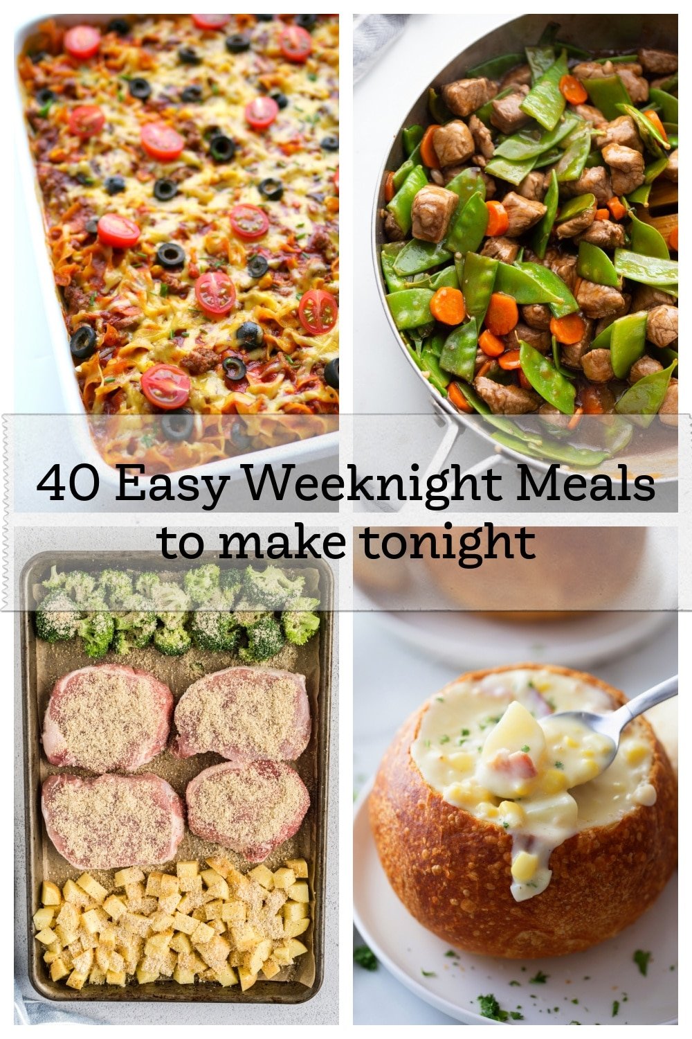 Say goodbye to boring Monday thru Thursday dinners with this collection of easy weeknight meals. These family friendly dinners will have you sitting down to eat delicious food in no time flat. via @cmpollak1