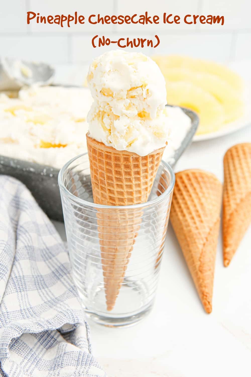 Pineapple Cheesecake Ice Cream, a whimsical cheese-lover's ice cream dream that does not require an ice cream maker or making custard. Have this ready for dessert tonight. via @cmpollak1
