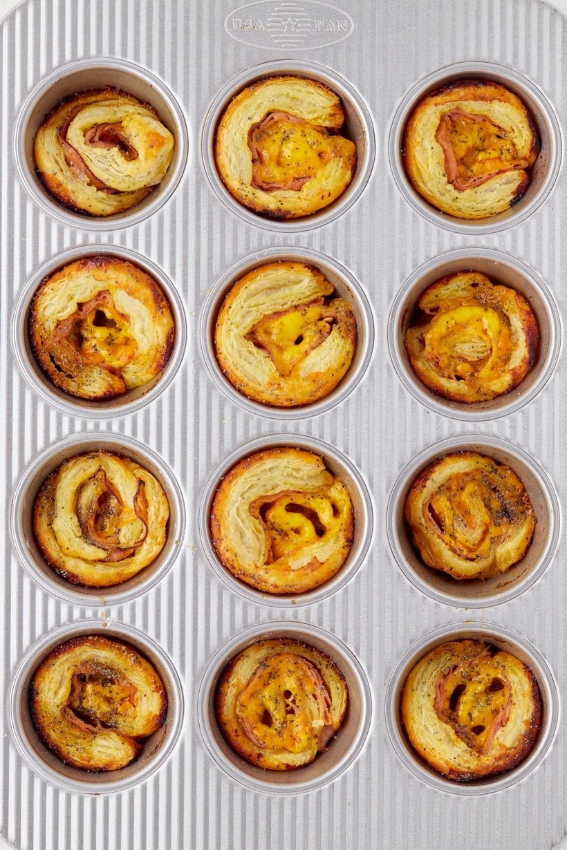 muffin cup ham and cheese pinwheels