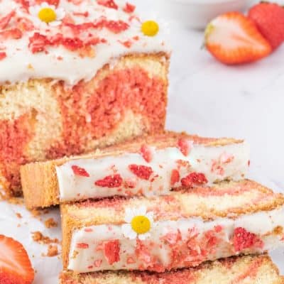 strawberry marbled pound cake