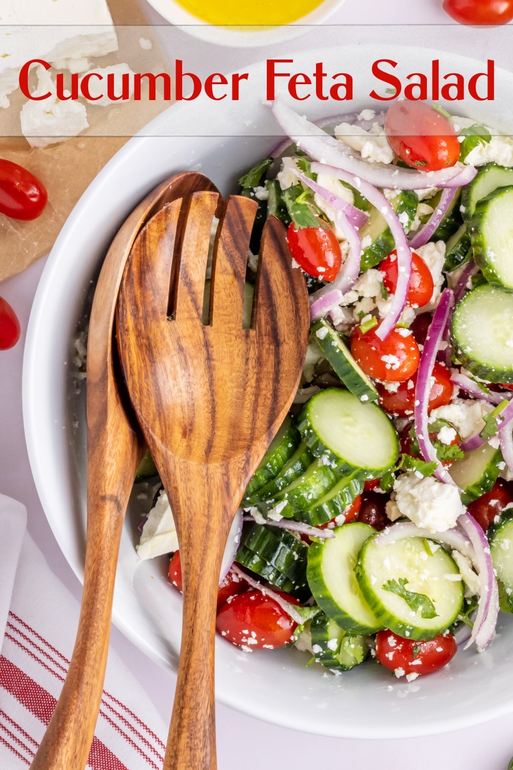 This Mediterranean-inspired Cucumber Feta Salad is a refreshing, healthy and delicious side dish to serve alongside any meal. Don't be fooled by the simple and humble ingredients, this salad always steals the show. via @cmpollak1