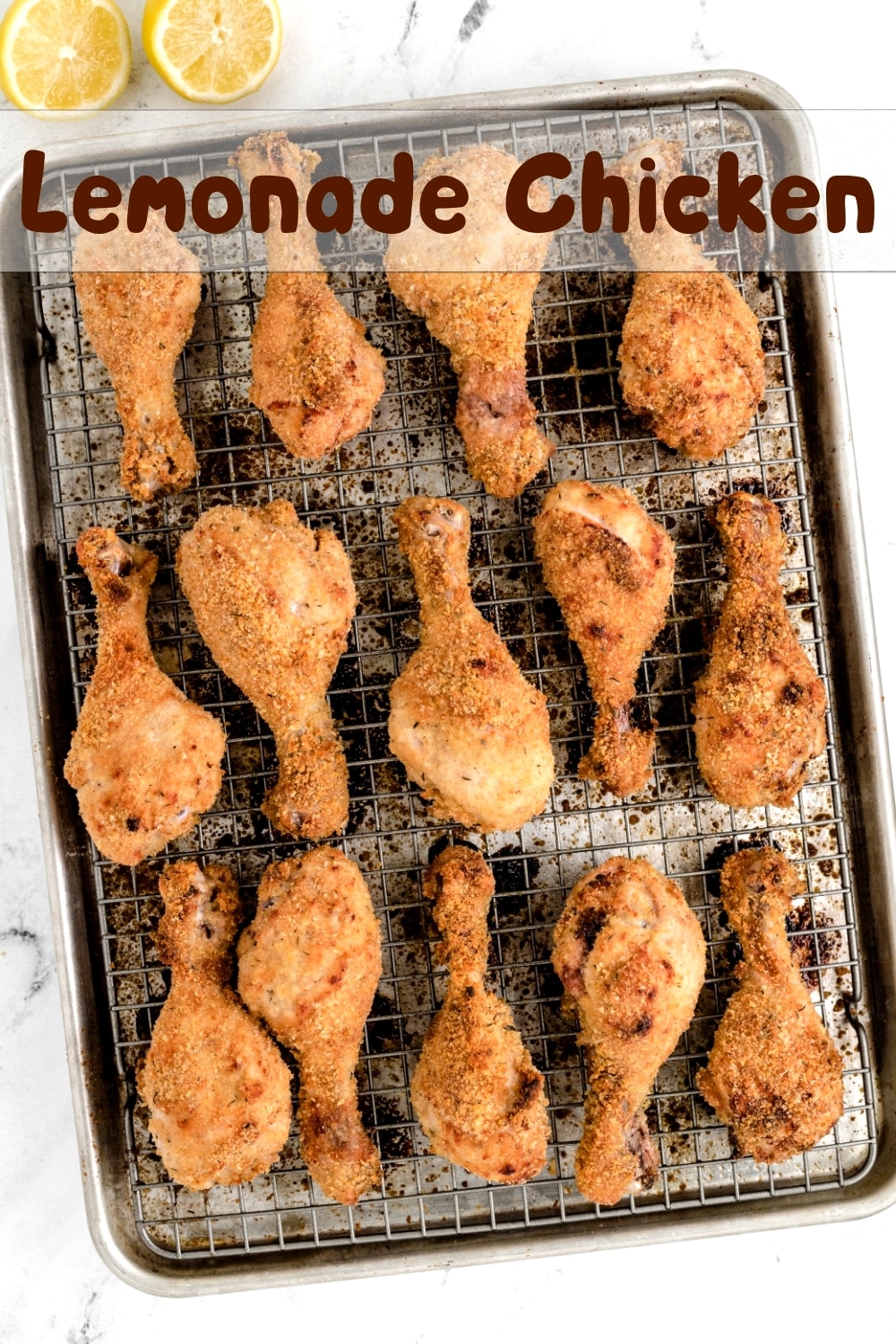 Looking for a mouthwatering chicken dinner idea? Try these baked Crunchy Lemonade Chicken Drumsticks made with creamy buttermilk. These crispy and tangy drumsticks will take you on a flavor adventure. Perfectly seasoned and coated in a crunchy coating, these drumsticks will be a hit at your next gathering. Get ready to enjoy a delicious baked dinner recipe that combines the zesty freshness of lemon, with the irresistible crunchy Panko coating.  via @cmpollak1