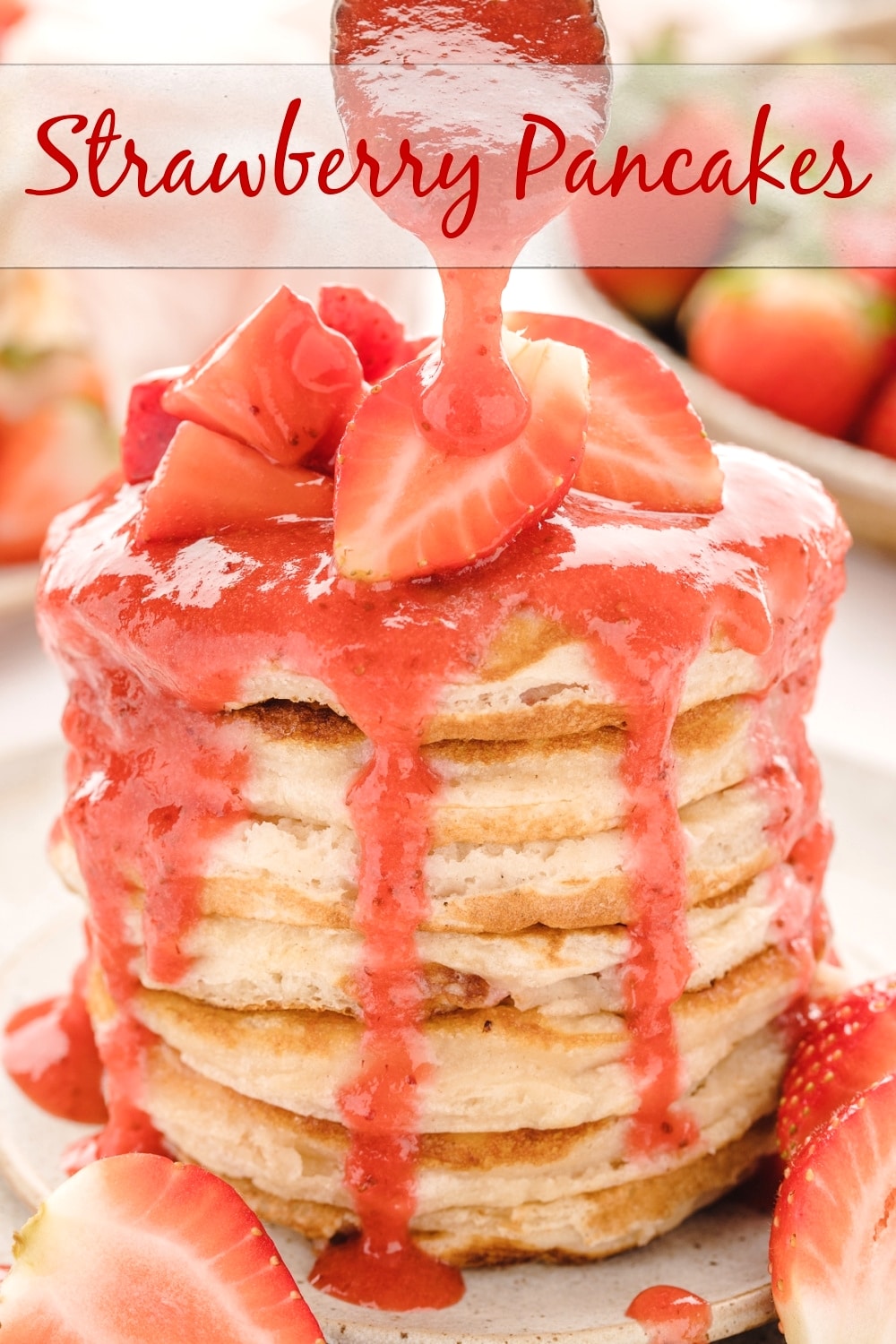 Indulge in the fluffy perfection of Strawberry Buttermilk Pancakes with Strawberry Sauce. This mouthwatering recipe takes your love for buttermilk pancakes to new heights. Discover the ultimate combination of light, fluffy pancakes and the sweet tanginess of fresh strawberries. Perfect for brunch or a breakfast treat.  via @cmpollak1