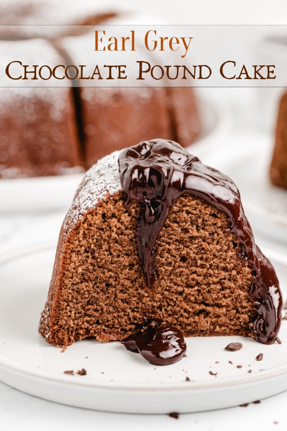Chocolate pound cake undergoes a delicious transformation with the addition of Earl Grey tea in both the batter and dark chocolate drizzling sauce, infusing them both with the delicate nuances of bergamot. The intricate combination of flavors unfolds in every bite. via @cmpollak1