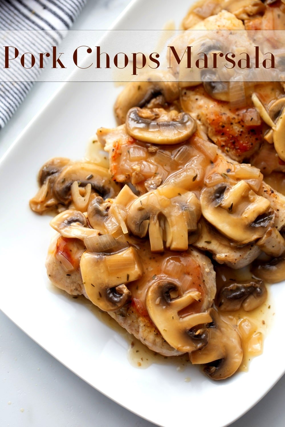 For an effortless spin on chicken marsala, switch things up with boneless pork chops and make this delicious Pork Marsala. Seared to perfection and simmered in a glossy sauce teeming with golden-brown mushrooms and sweet marsala wine. Dinner in fifteen minutes with a hint of elegance, this pork chop dinner is one you'll make again and again. via @cmpollak1