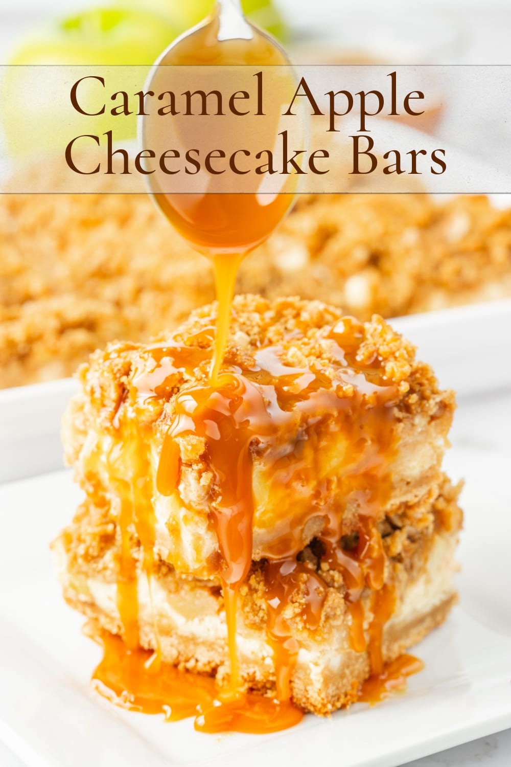 Starting with a brown sugar shortbread crust, these Caramel Apple Cheesecake Bars cradle an easy to make, velvety cheesecake layer. On top, a crunchy layer of apples is crowned with a buttery streusel topping and ribbons of caramel. It's the all-occasion fall dessert bar to make this season. This caramel apple dessert is also perfect for Thanksgiving dessert. via @cmpollak1