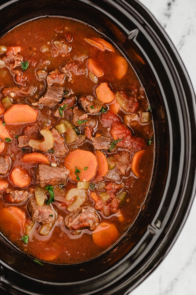 beef stew in the slow cooker