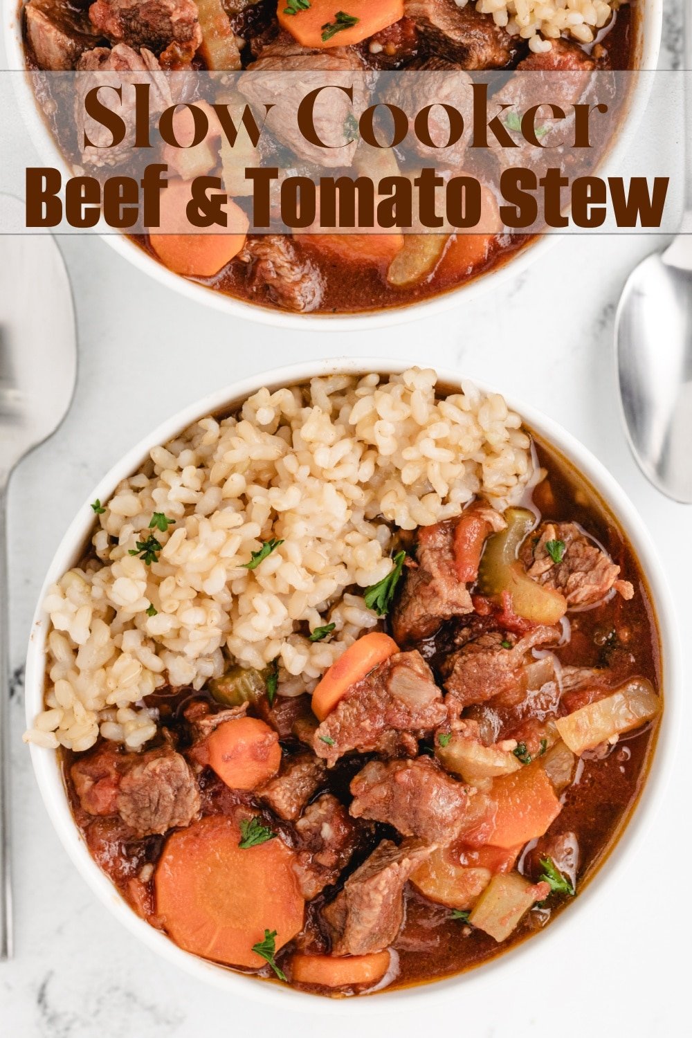 You're going to love the rich and robust flavors of this Slow Cooker Beef and Tomato Stew, a timeless classic that has been slow-simmered to what tastes like perfection! This tomato-rich stew is true comfort food and the ideal dish to savor on a snug evening. It's the perfect slow cooker dinner for the fall season. via @cmpollak1
