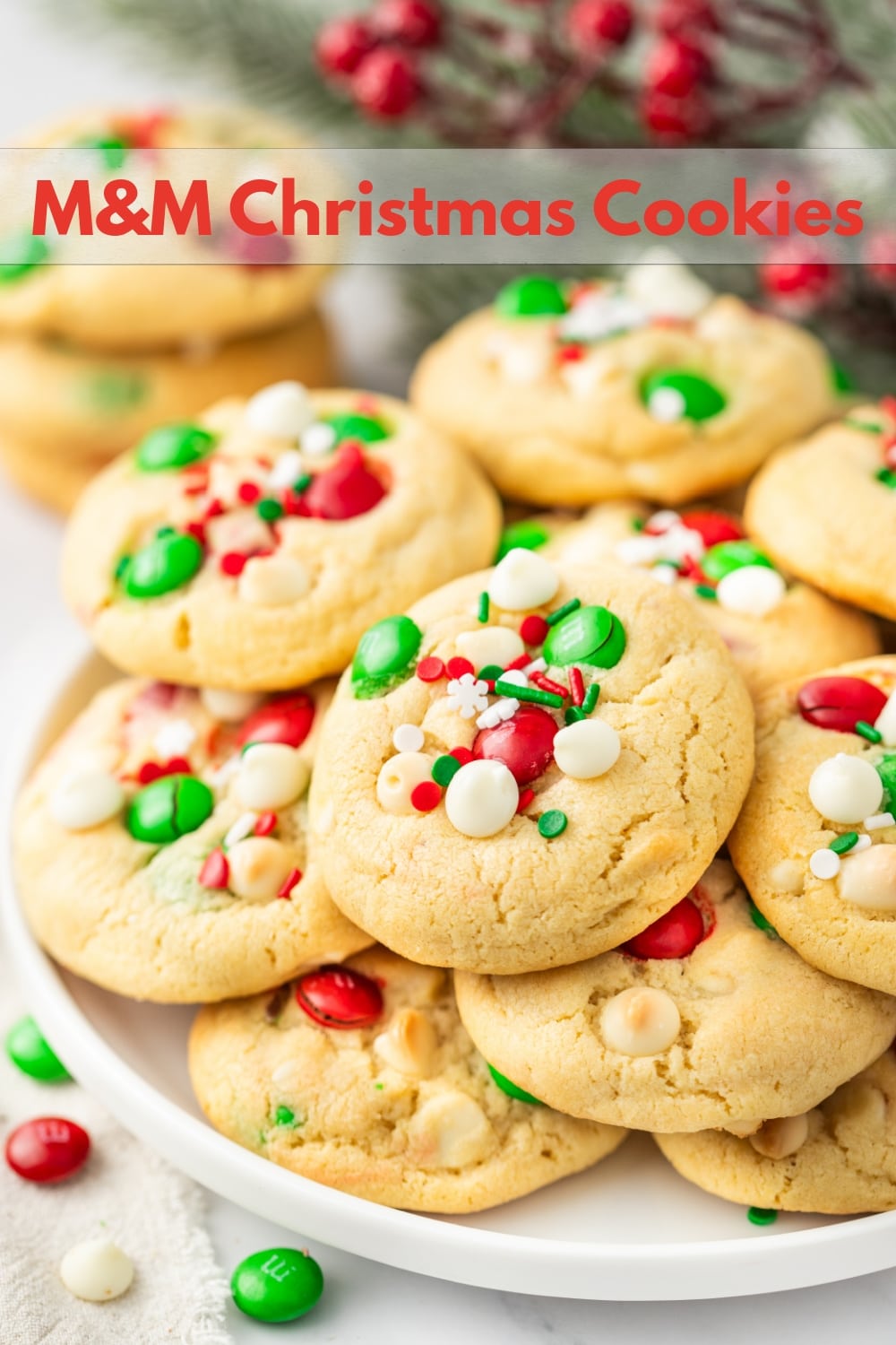 Enjoy the season with these merry cookies packed with green and red M&M's, white chocolate chips, and a flurry of holiday sprinkles. Don't forget to share the love with Santa and leave him a treat as sweet as the spirit of giving—because even the big guy deserves a taste of happiness on Christmas Eve. via @cmpollak1