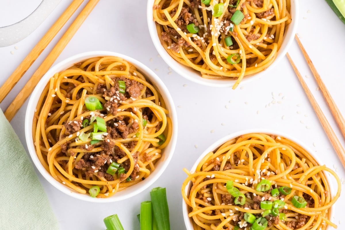 Mongolian ground beef noodles
