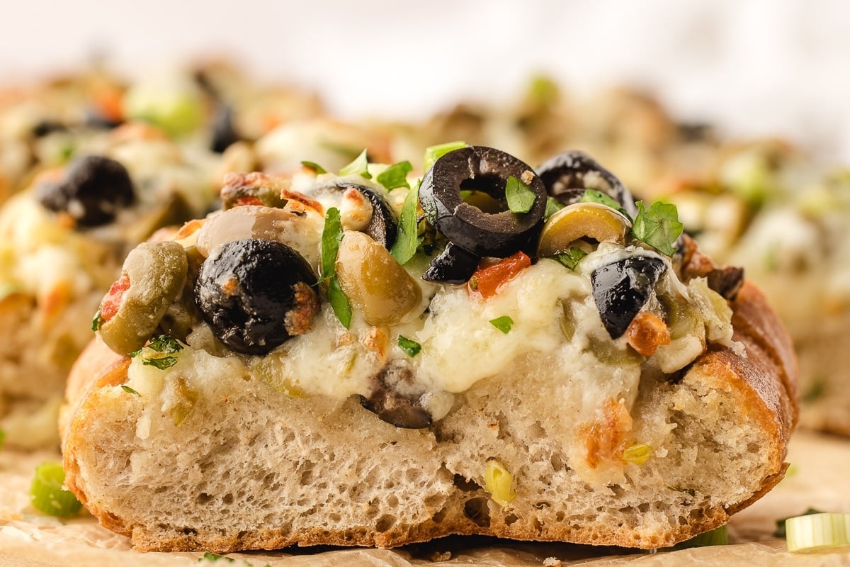 bread with olives and cheese